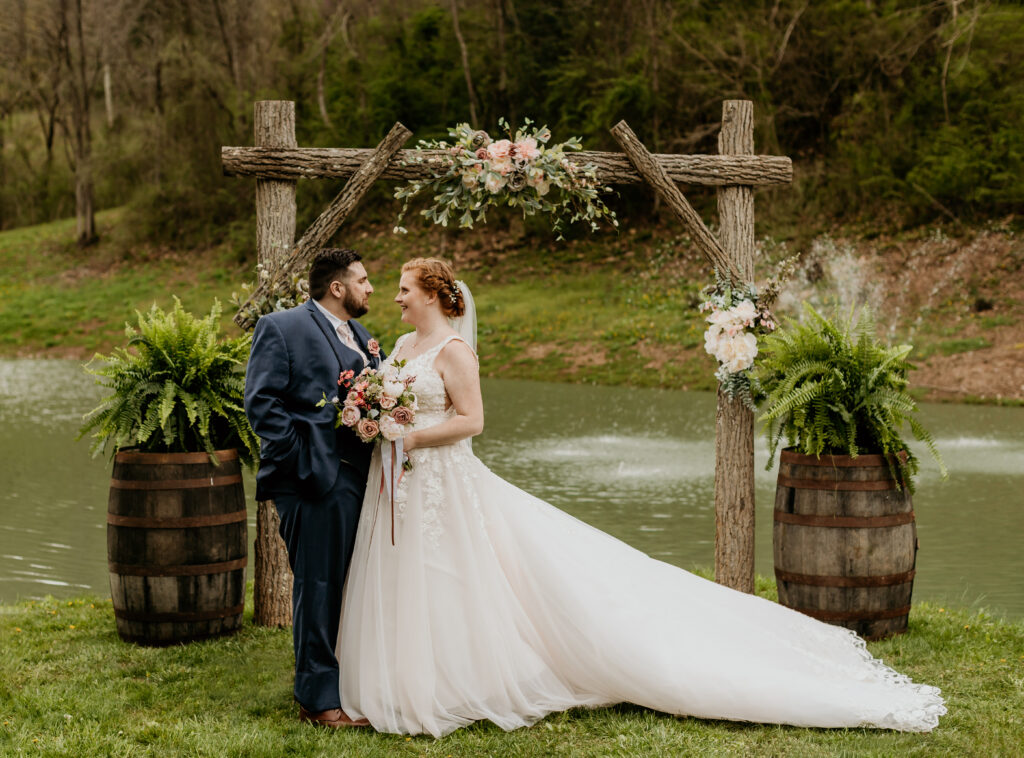 bride and groom portraits at outdoor venue in West Virginia